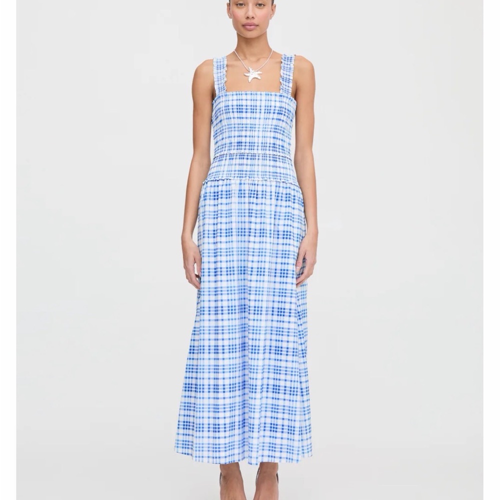 NWT Hill House The Azalea Nap Dress - Blue Watercolor Gingham
